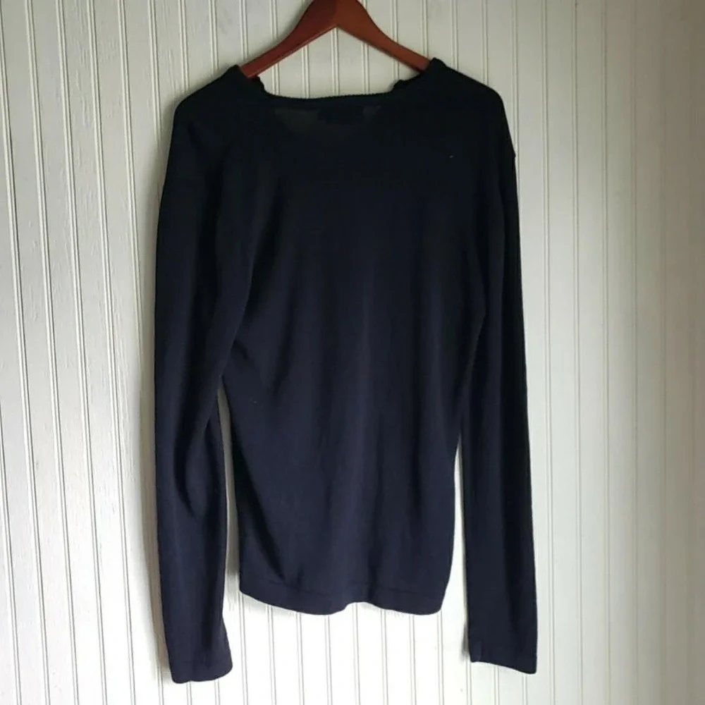 Bedo Sweater Mens Large Black V Neck Knit Pullover Long Sleeve Solid Casual